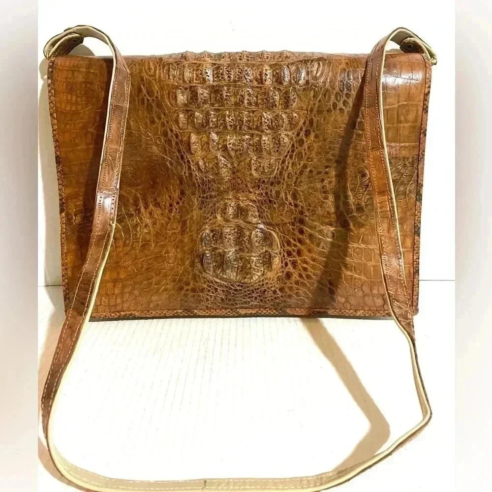 1960’s Gorgeous hornback crocodile skin shoulder  unisex iPad / briefcase, bag